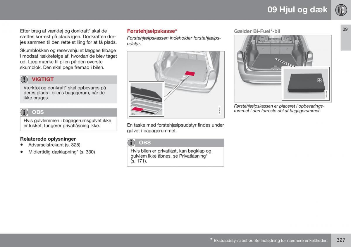 Volvo XC70 Cross Country II 2 Bilens instruktionsbog / page 329