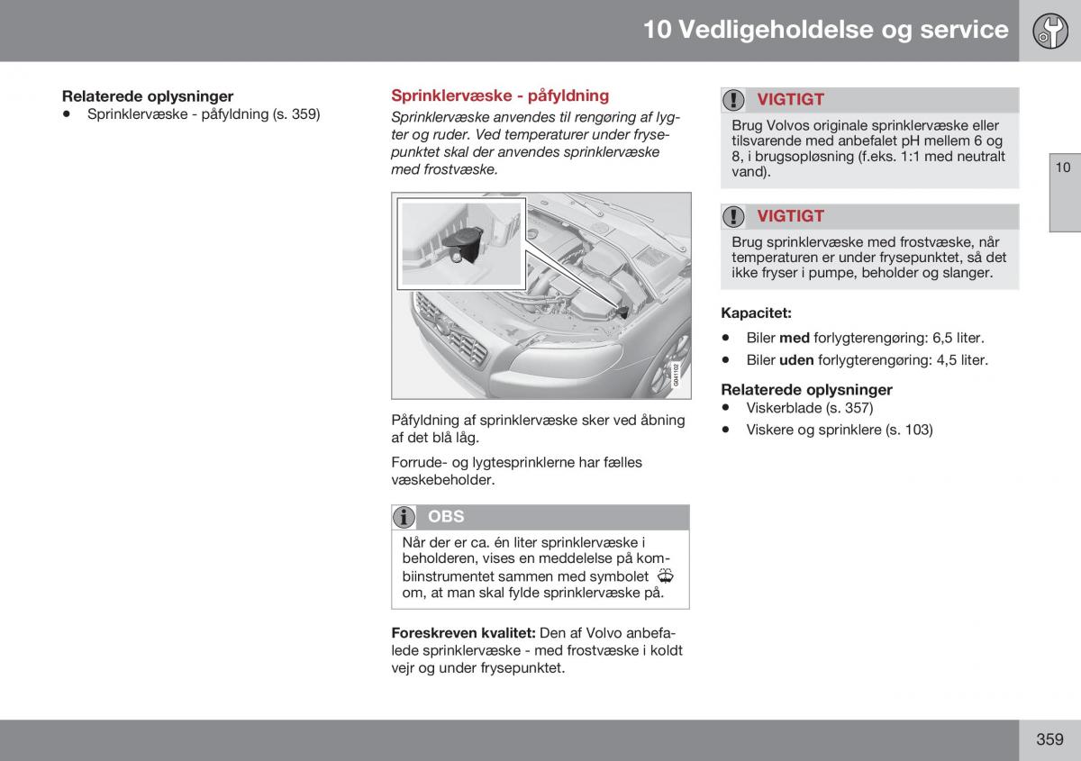 Volvo XC70 Cross Country II 2 Bilens instruktionsbog / page 361