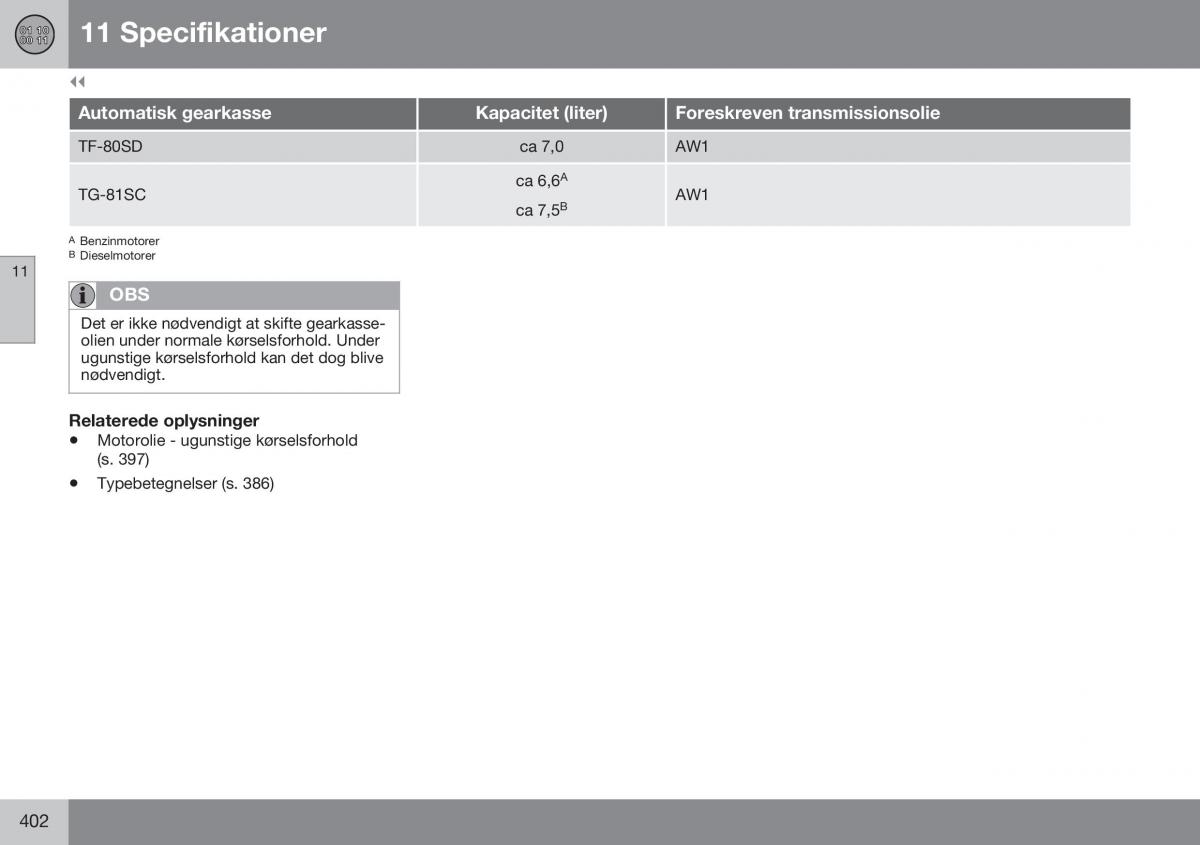 Volvo XC70 Cross Country II 2 Bilens instruktionsbog / page 404