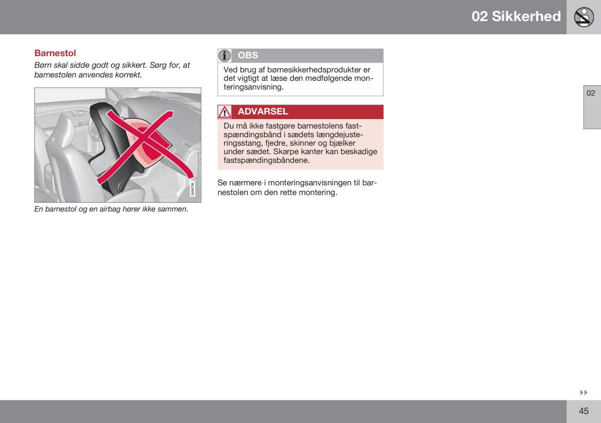 Volvo XC70 Cross Country II 2 Bilens instruktionsbog / page 47