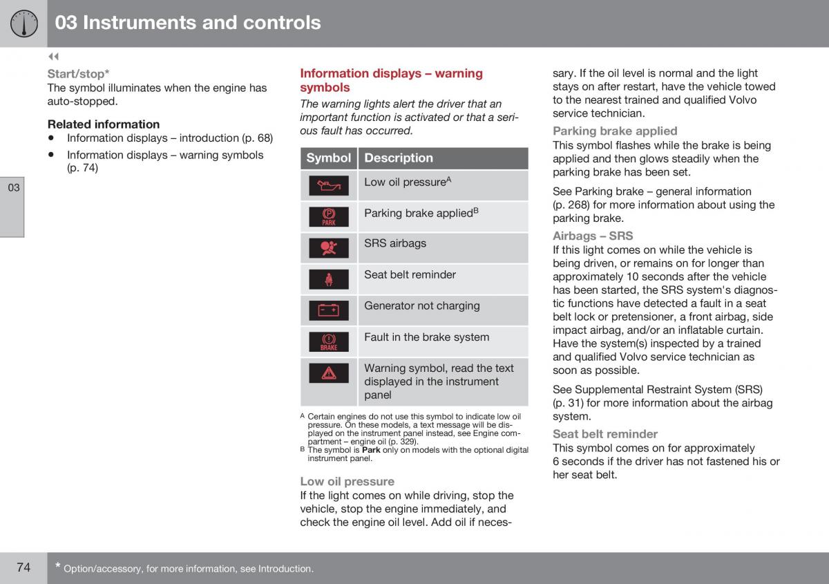 Volvo XC70 Cross Country II 2 owners manual / page 76