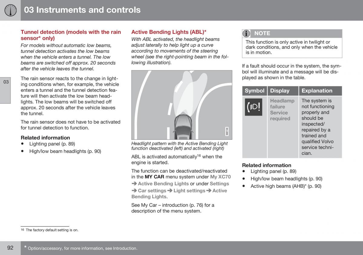 Volvo XC70 Cross Country II 2 owners manual / page 94