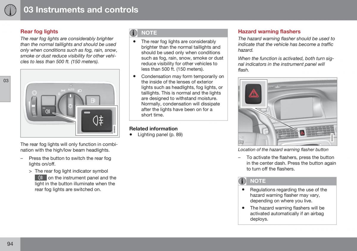 Volvo XC70 Cross Country II 2 owners manual / page 96