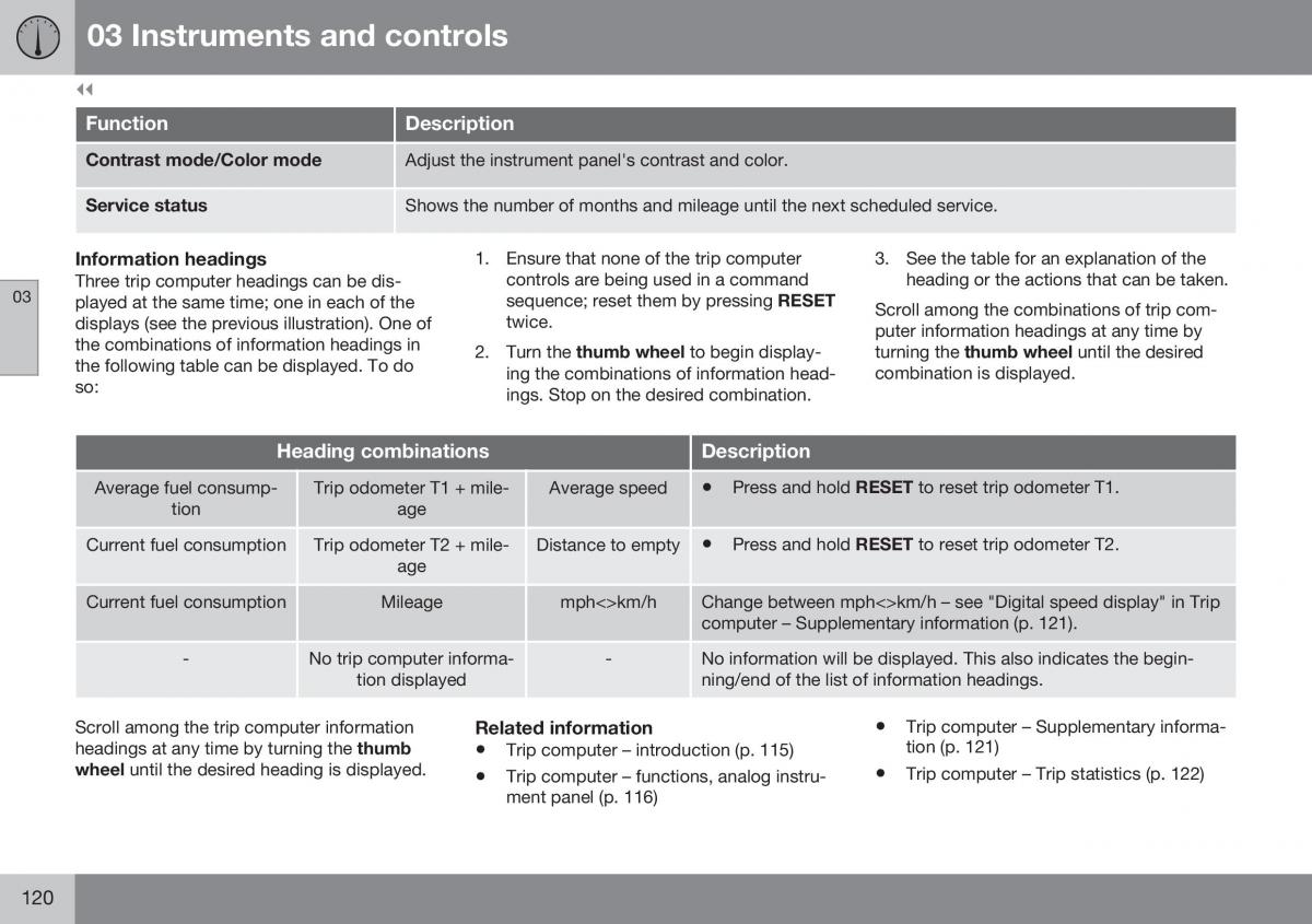 Volvo XC70 Cross Country II 2 owners manual / page 122