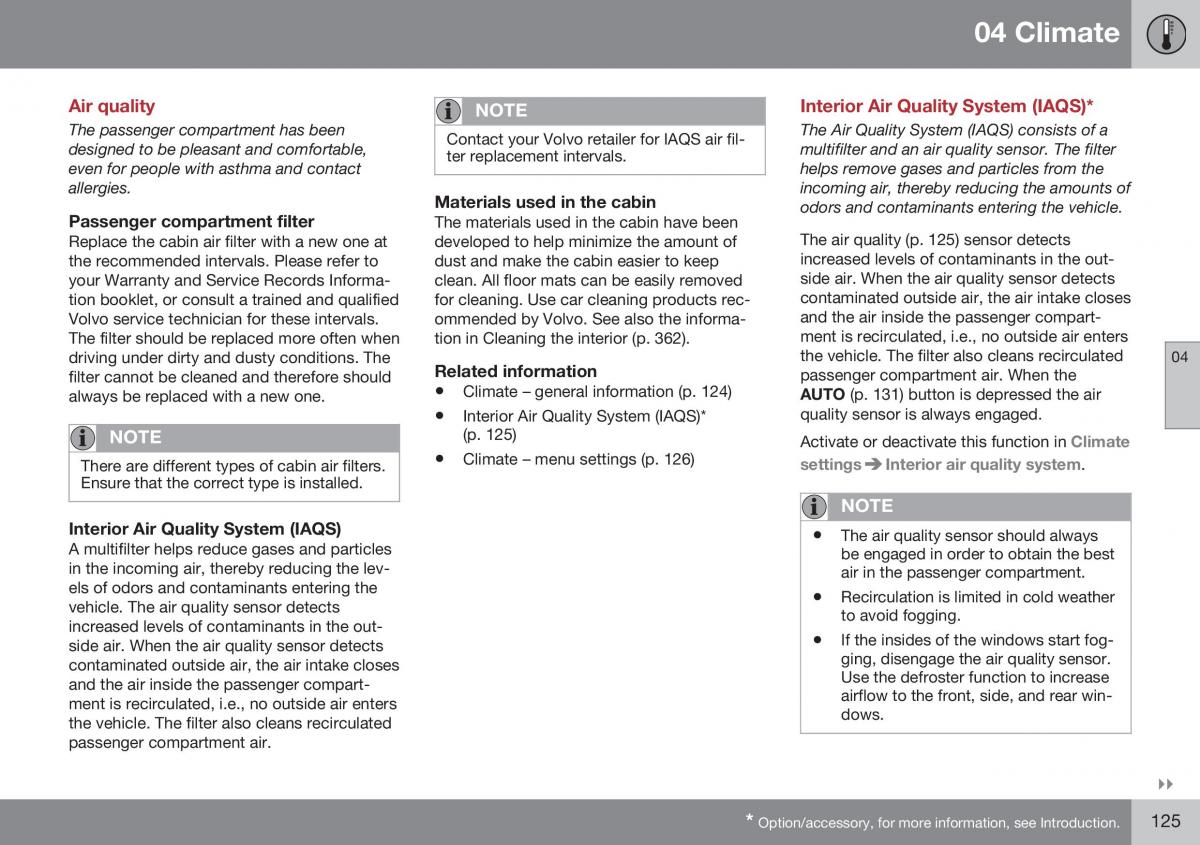 Volvo XC70 Cross Country II 2 owners manual / page 127