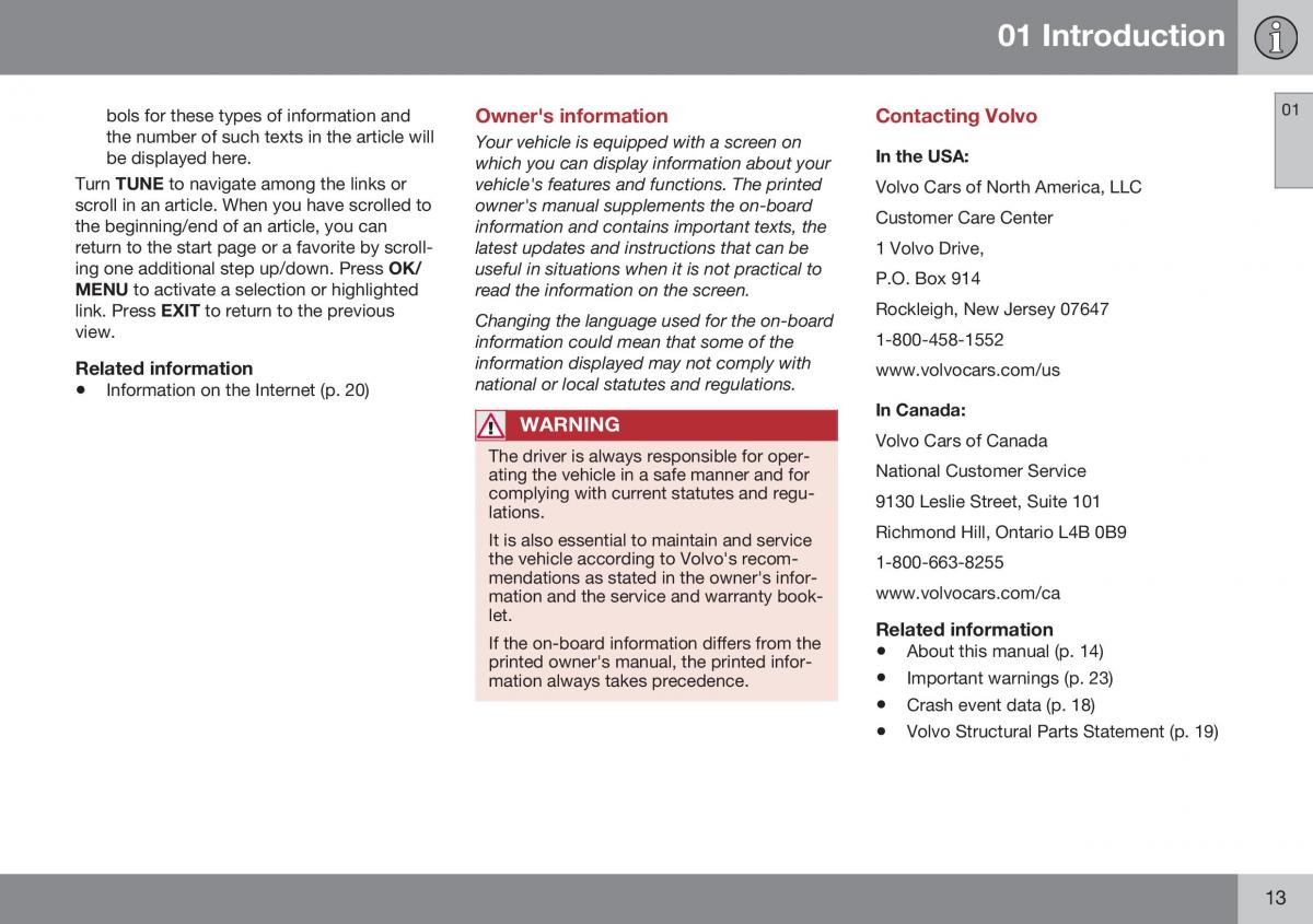 Volvo XC70 Cross Country II 2 owners manual / page 15