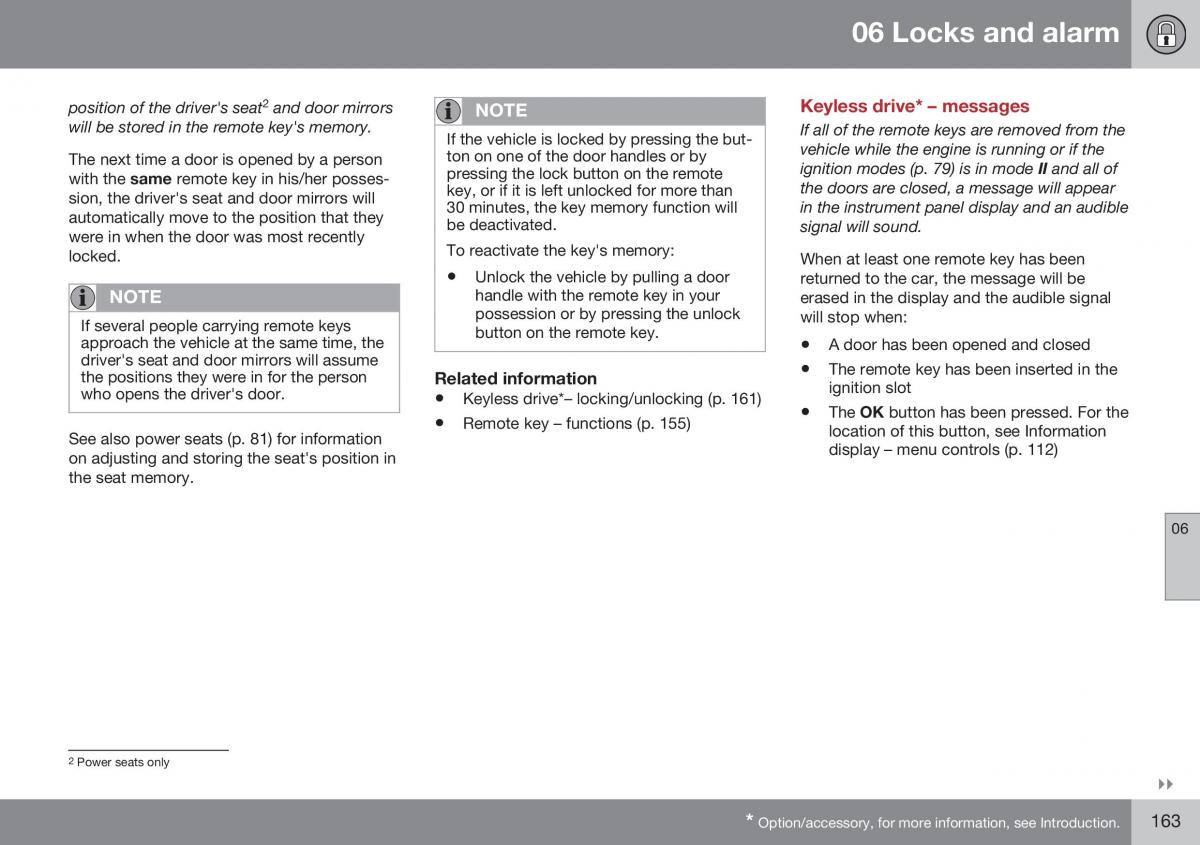 Volvo XC70 Cross Country II 2 owners manual / page 165