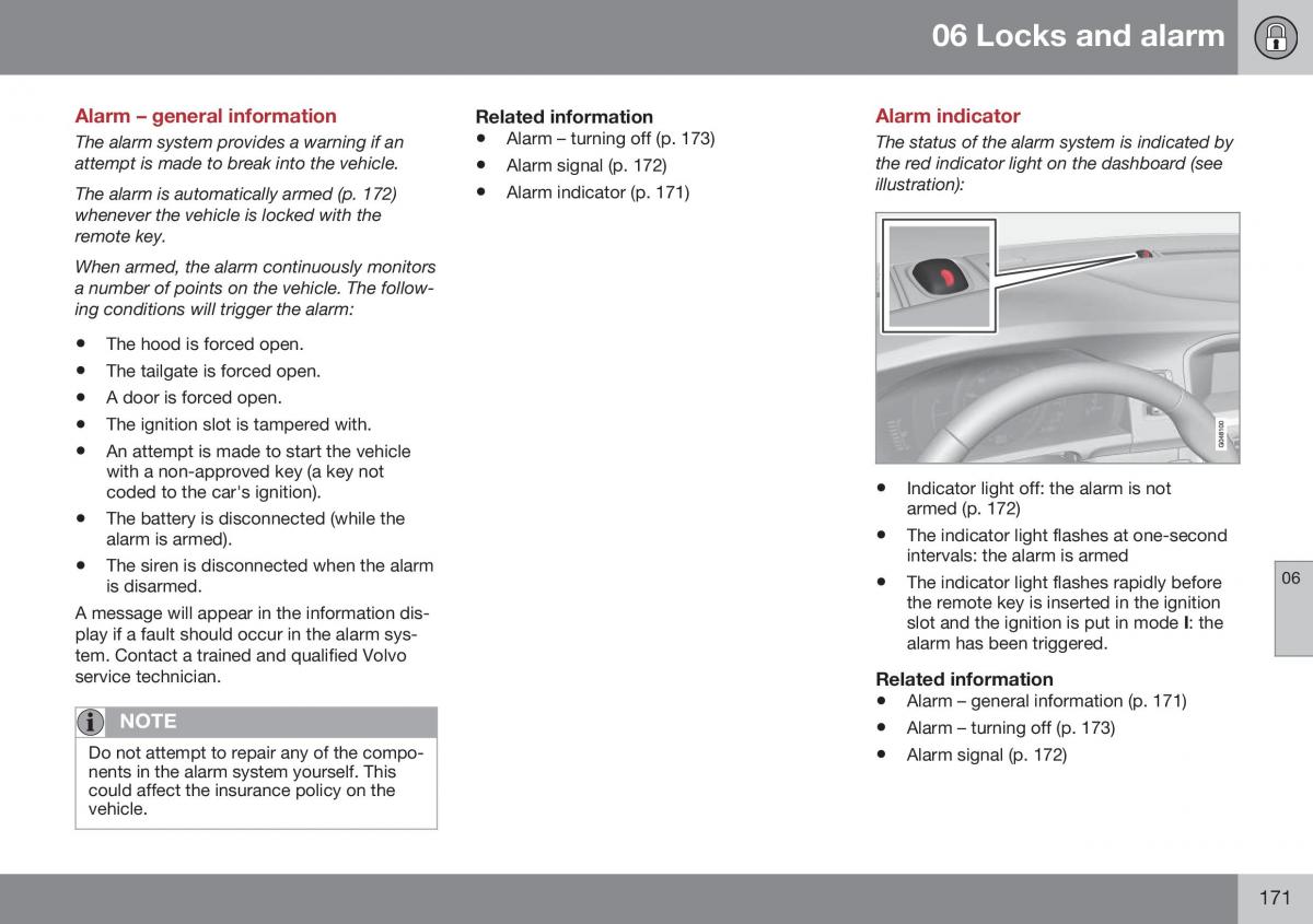 Volvo XC70 Cross Country II 2 owners manual / page 173