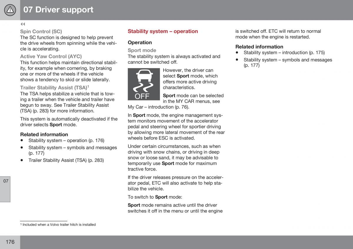 Volvo XC70 Cross Country II 2 owners manual / page 178