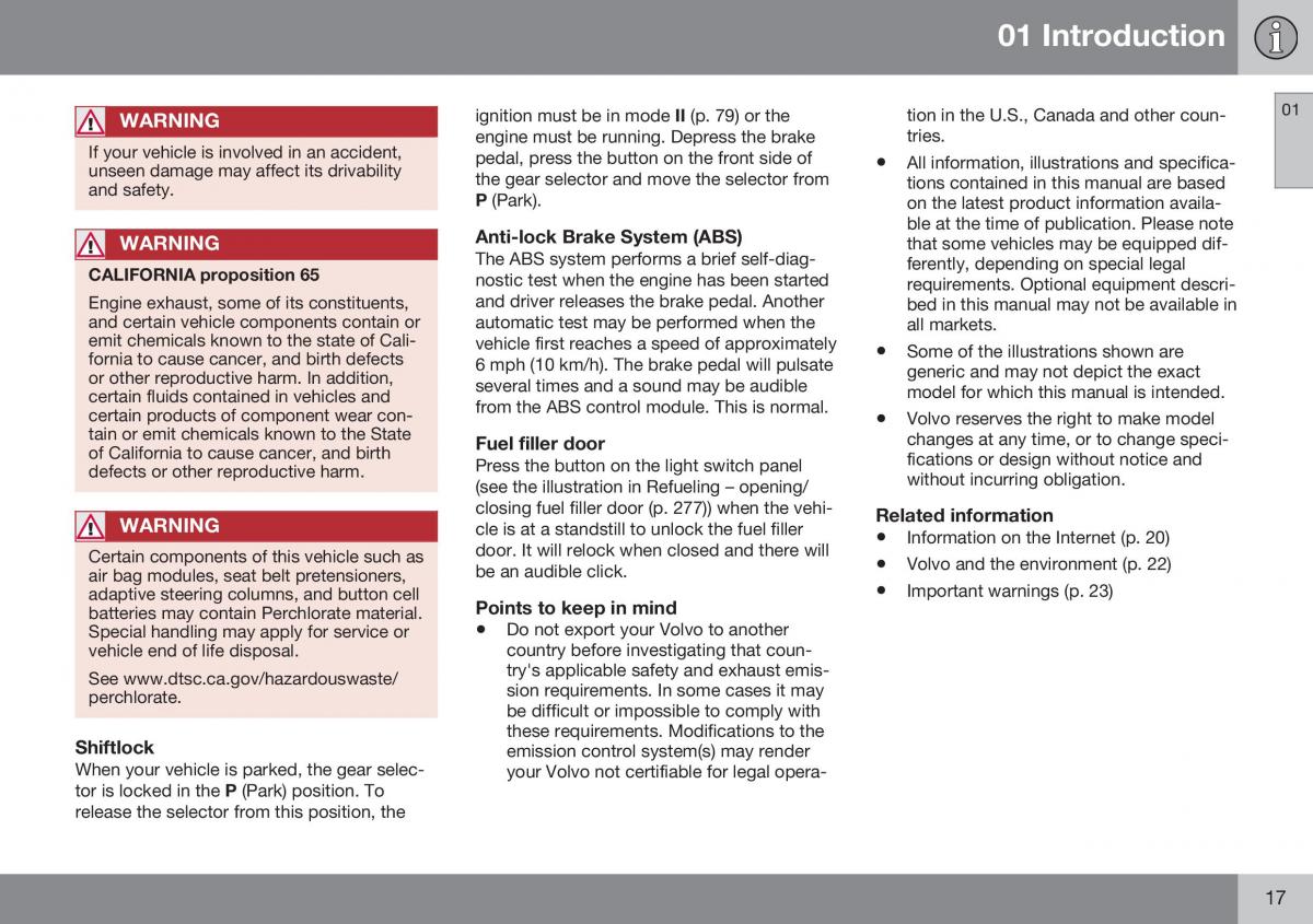 Volvo XC70 Cross Country II 2 owners manual / page 19