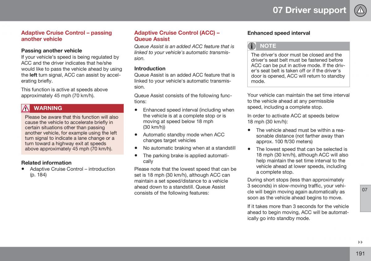 Volvo XC70 Cross Country II 2 owners manual / page 193