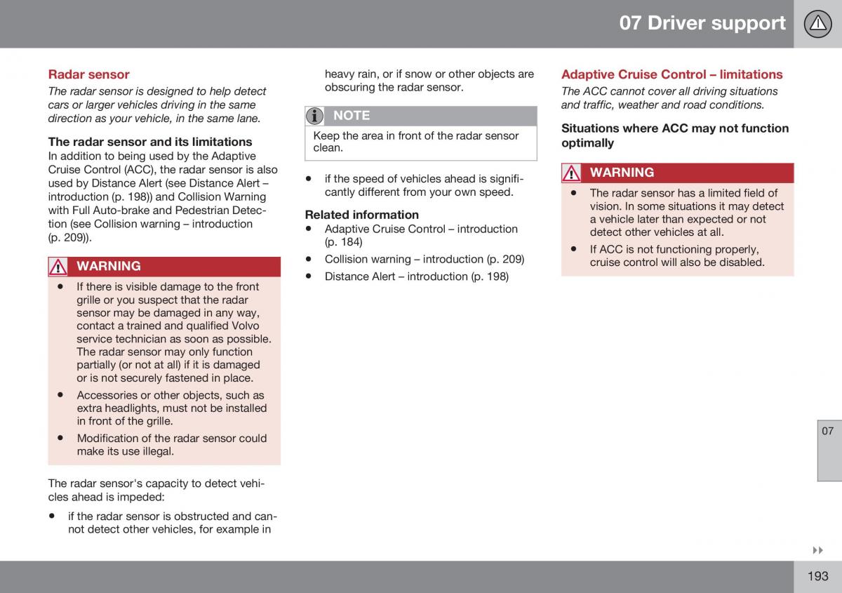 Volvo XC70 Cross Country II 2 owners manual / page 195