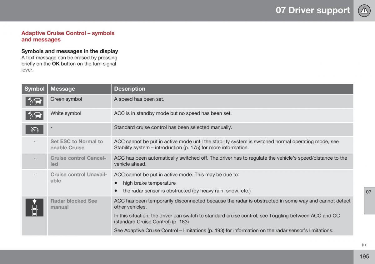 Volvo XC70 Cross Country II 2 owners manual / page 197