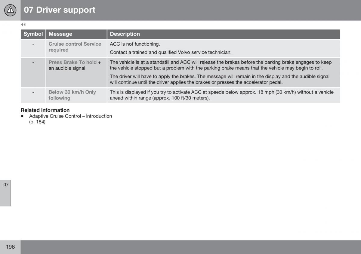 Volvo XC70 Cross Country II 2 owners manual / page 198