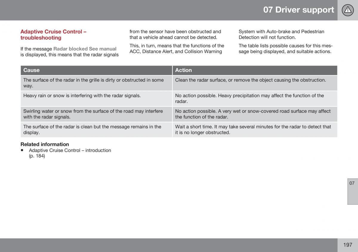 Volvo XC70 Cross Country II 2 owners manual / page 199