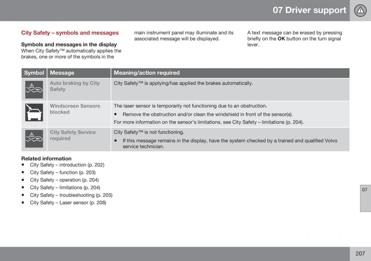 Volvo XC70 Cross Country II 2 owners manual / page 209