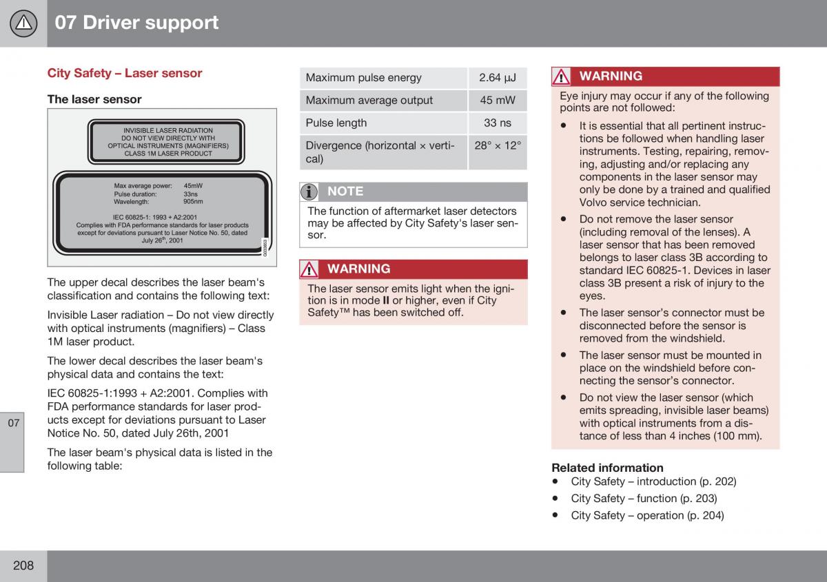 Volvo XC70 Cross Country II 2 owners manual / page 210