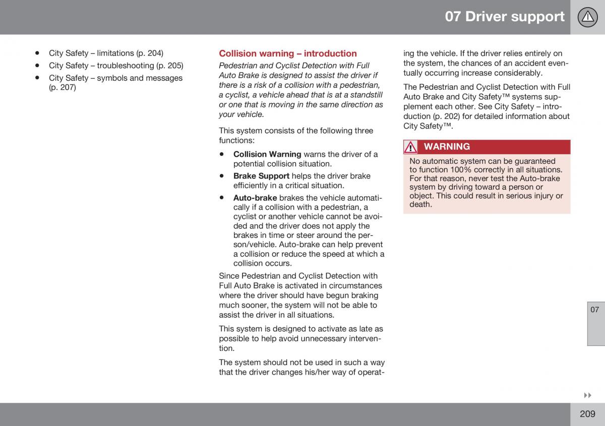 Volvo XC70 Cross Country II 2 owners manual / page 211