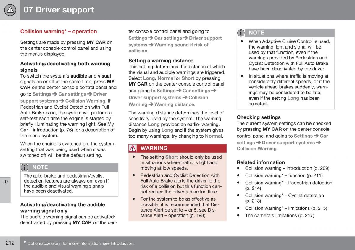 Volvo XC70 Cross Country II 2 owners manual / page 214