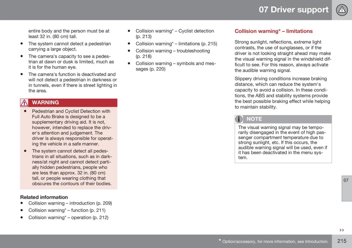 Volvo XC70 Cross Country II 2 owners manual / page 217