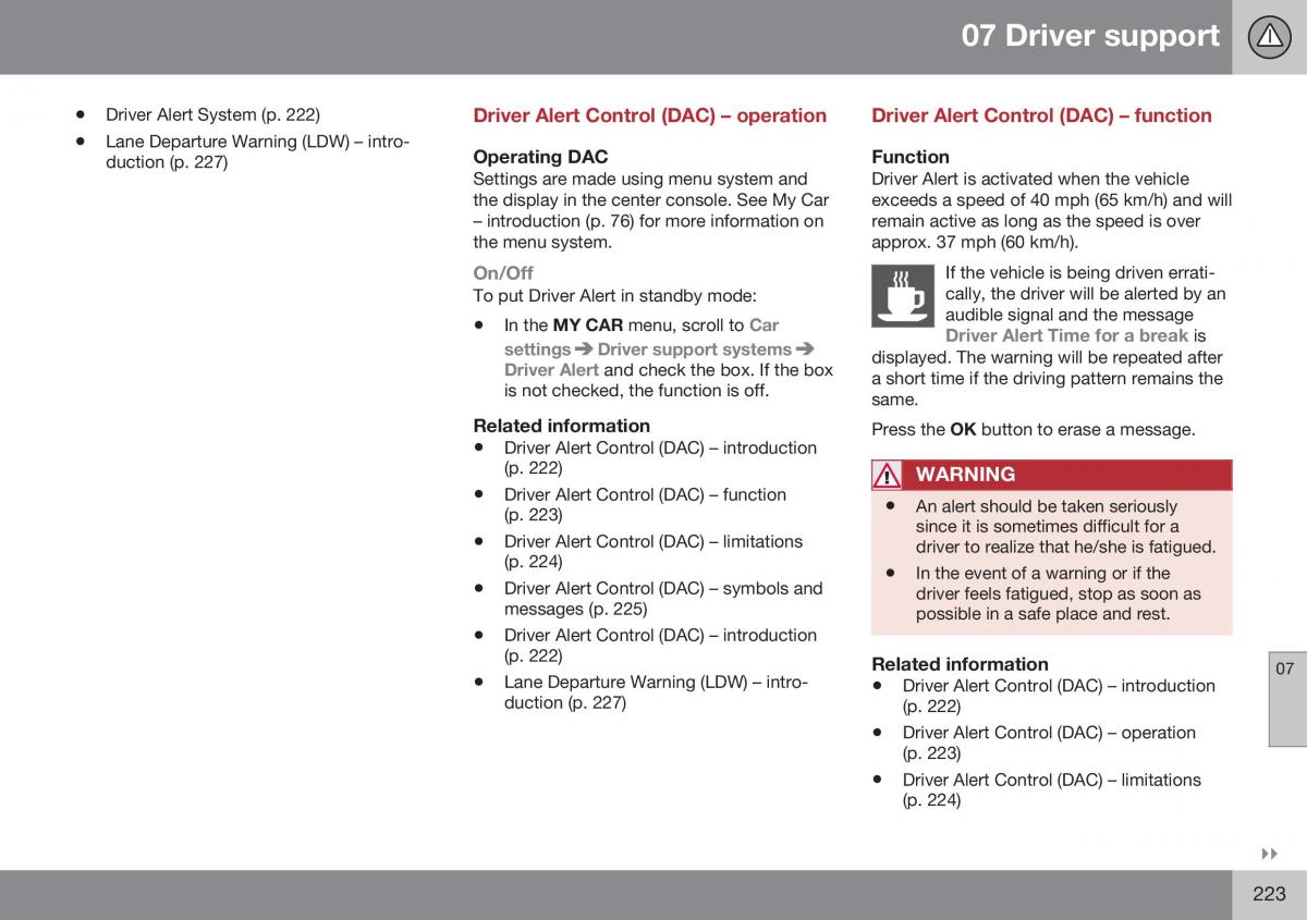 Volvo XC70 Cross Country II 2 owners manual / page 225