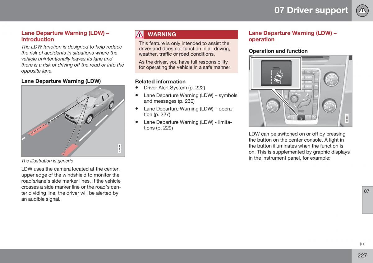 Volvo XC70 Cross Country II 2 owners manual / page 229