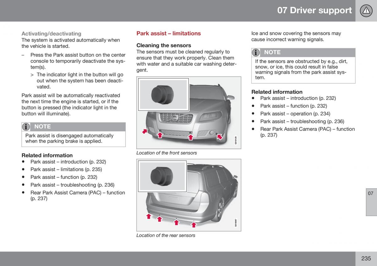 Volvo XC70 Cross Country II 2 owners manual / page 237