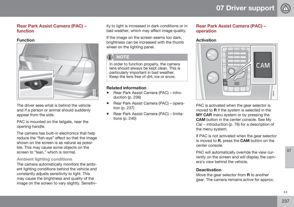 Volvo XC70 Cross Country II 2 owners manual / page 239