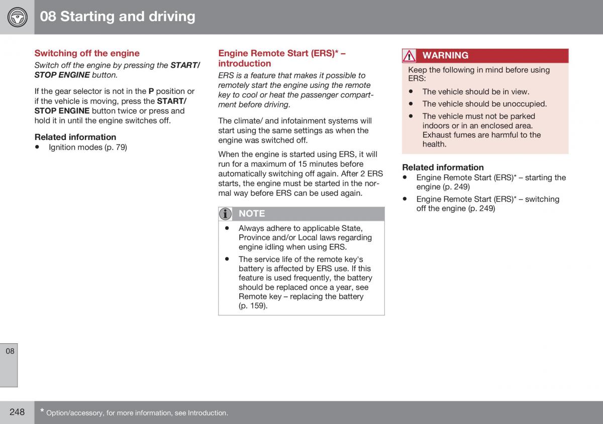 Volvo XC70 Cross Country II 2 owners manual / page 250