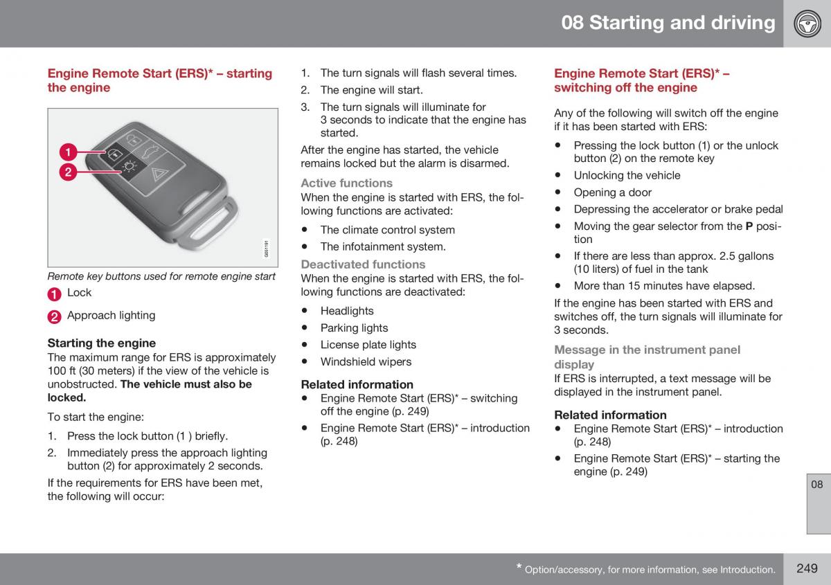 Volvo XC70 Cross Country II 2 owners manual / page 251