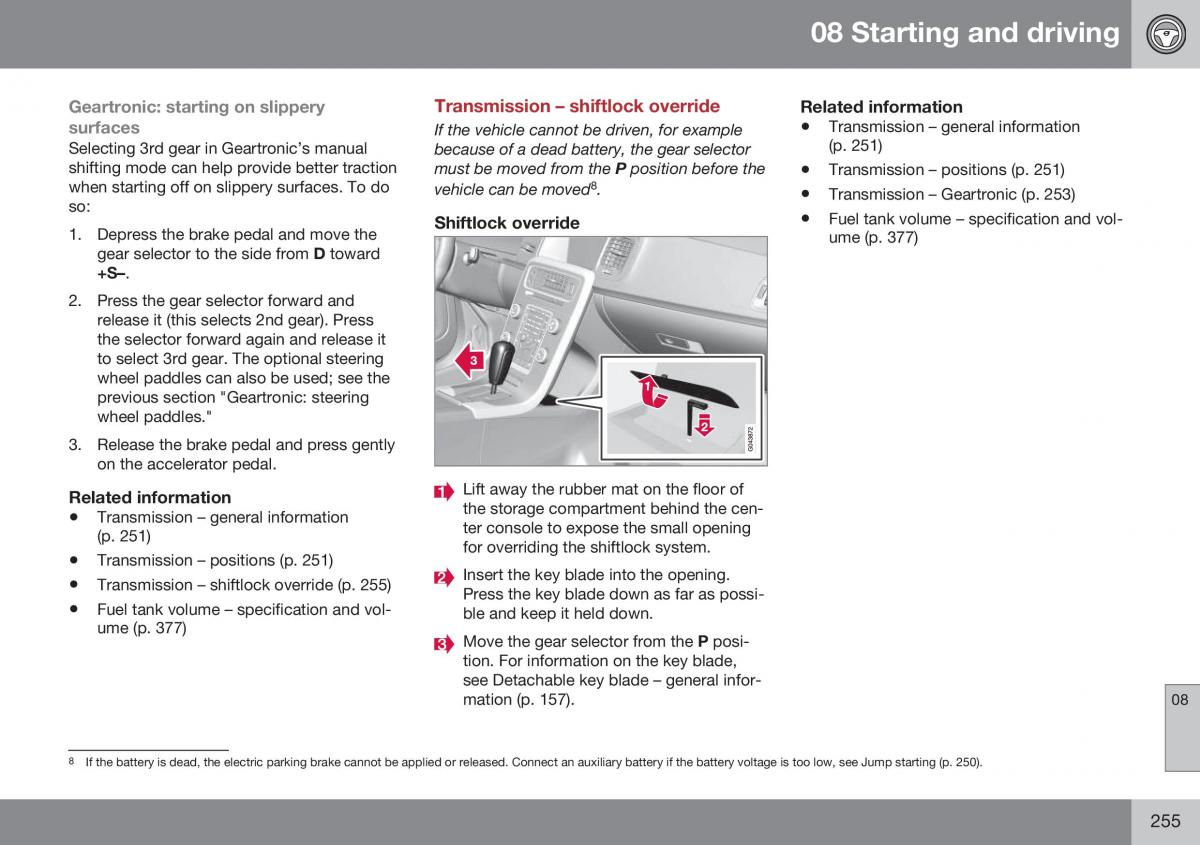 Volvo XC70 Cross Country II 2 owners manual / page 257