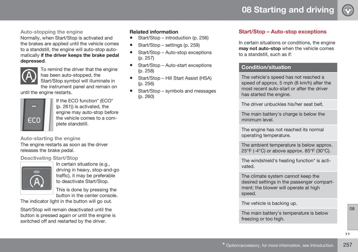 Volvo XC70 Cross Country II 2 owners manual / page 259