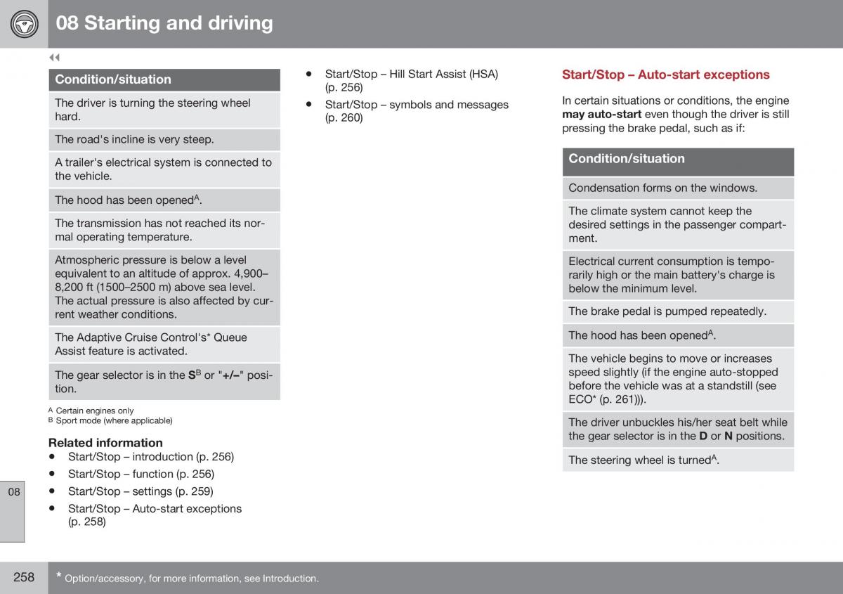 Volvo XC70 Cross Country II 2 owners manual / page 260