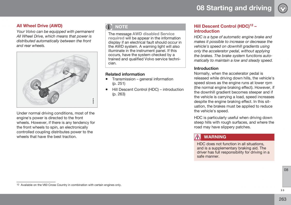 Volvo XC70 Cross Country II 2 owners manual / page 265