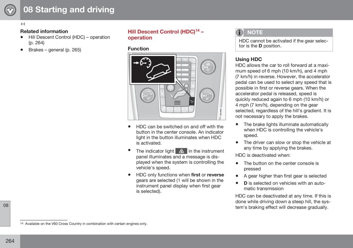 Volvo XC70 Cross Country II 2 owners manual / page 266