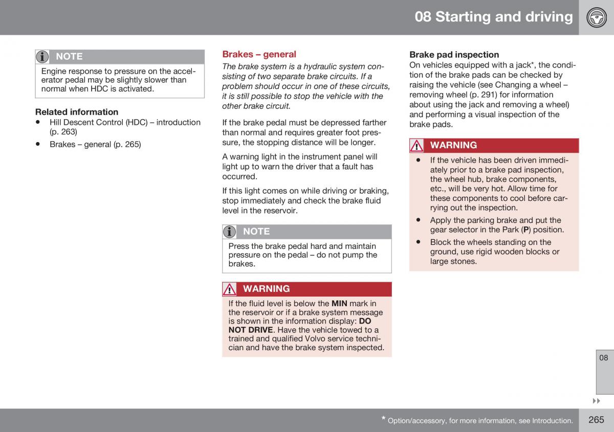 Volvo XC70 Cross Country II 2 owners manual / page 267