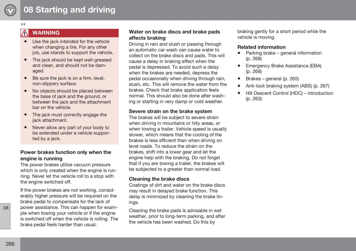 Volvo XC70 Cross Country II 2 owners manual / page 268