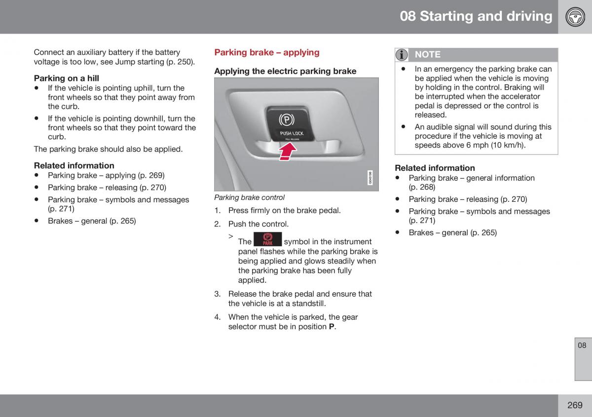 Volvo XC70 Cross Country II 2 owners manual / page 271