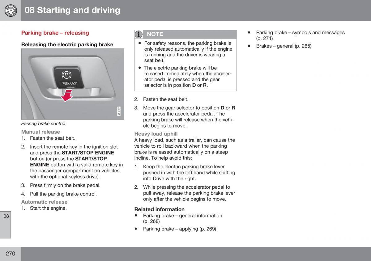 Volvo XC70 Cross Country II 2 owners manual / page 272