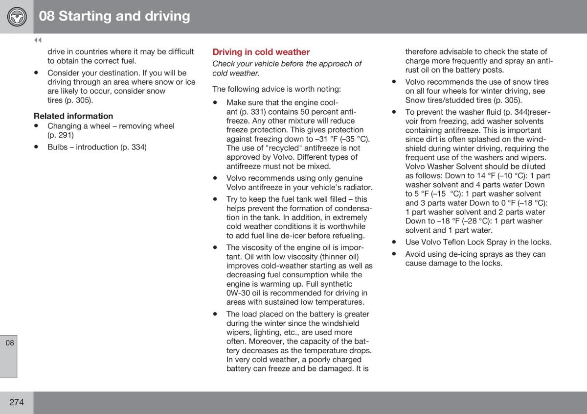 Volvo XC70 Cross Country II 2 owners manual / page 276