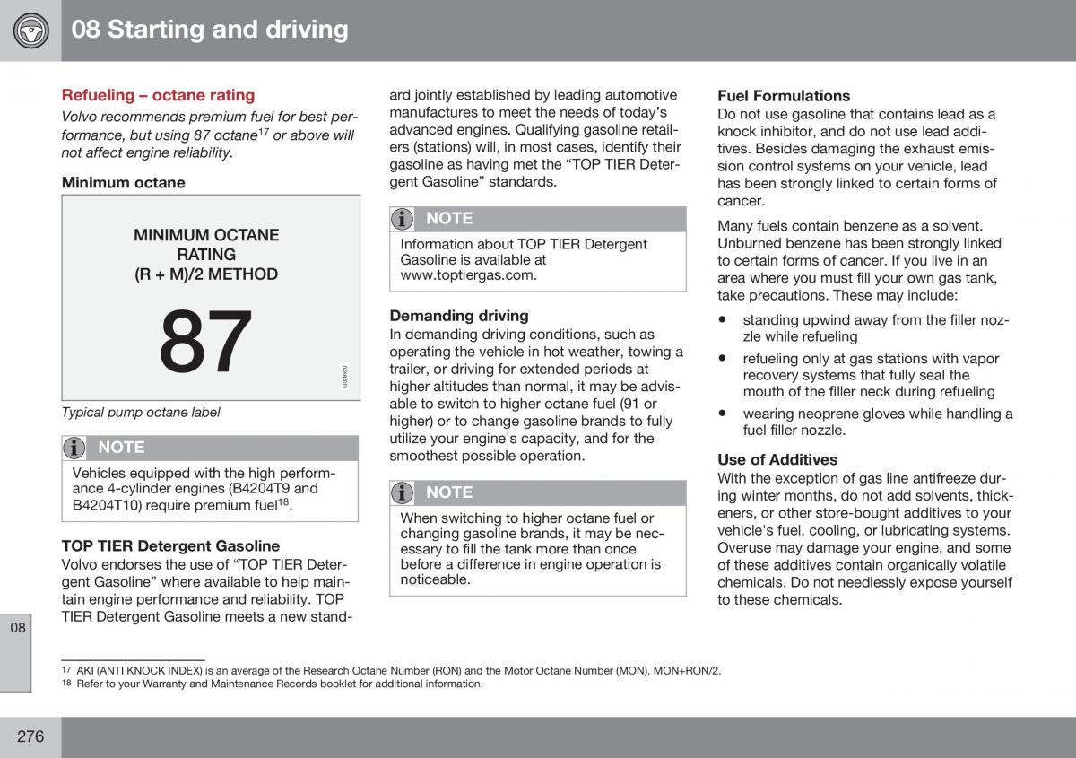 Volvo XC70 Cross Country II 2 owners manual / page 278