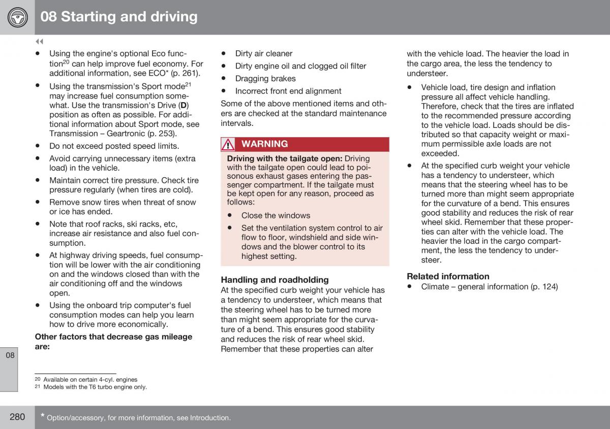 Volvo XC70 Cross Country II 2 owners manual / page 282