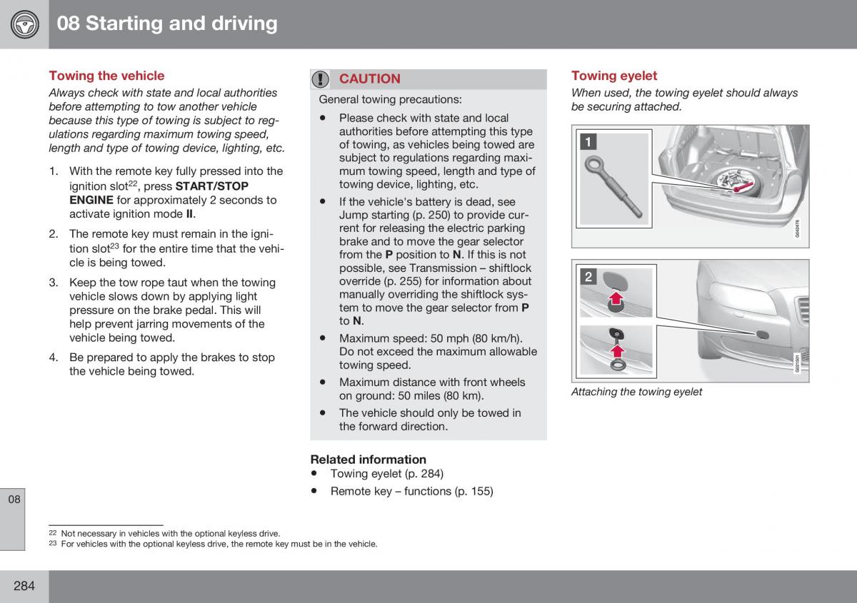 Volvo XC70 Cross Country II 2 owners manual / page 286