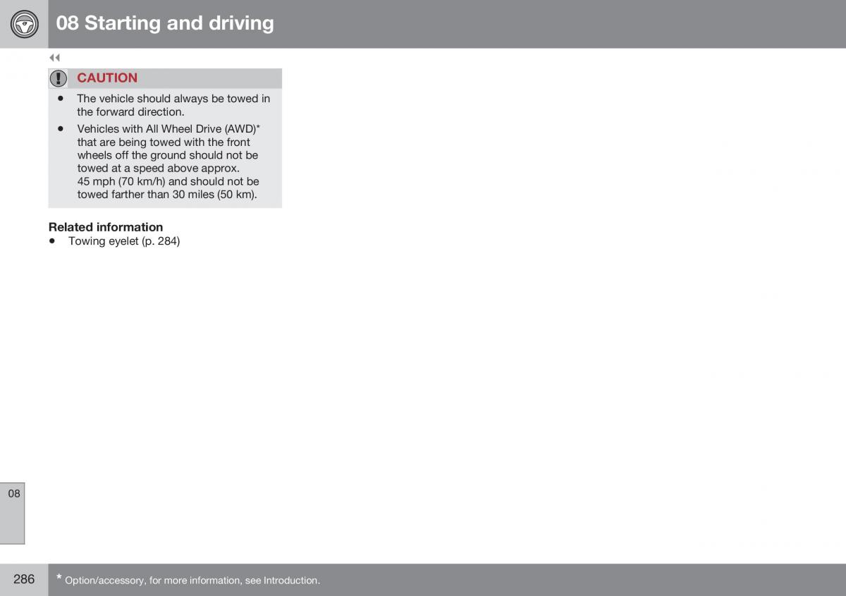 Volvo XC70 Cross Country II 2 owners manual / page 288