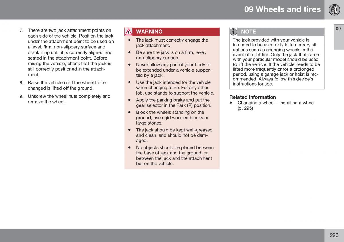 Volvo XC70 Cross Country II 2 owners manual / page 295