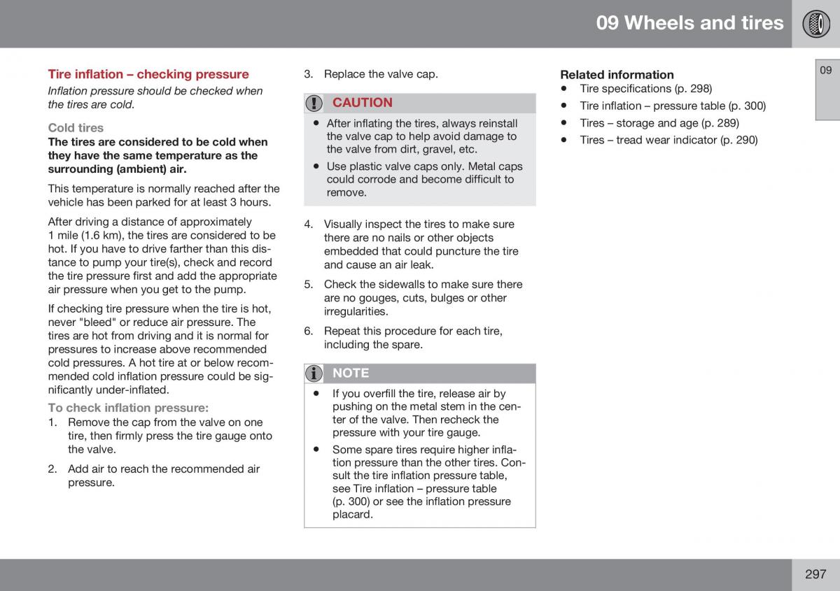 Volvo XC70 Cross Country II 2 owners manual / page 299