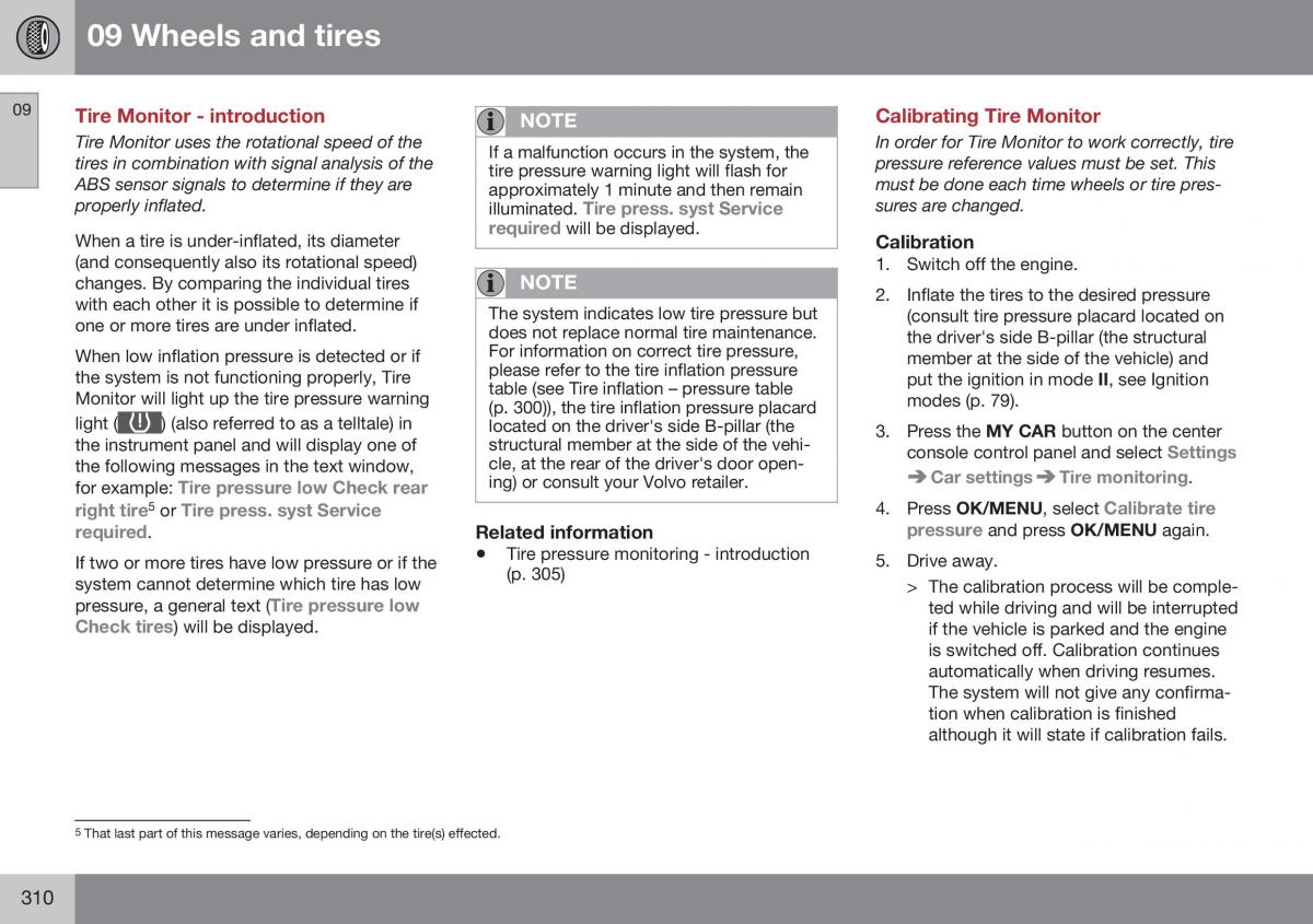 Volvo XC70 Cross Country II 2 owners manual / page 312