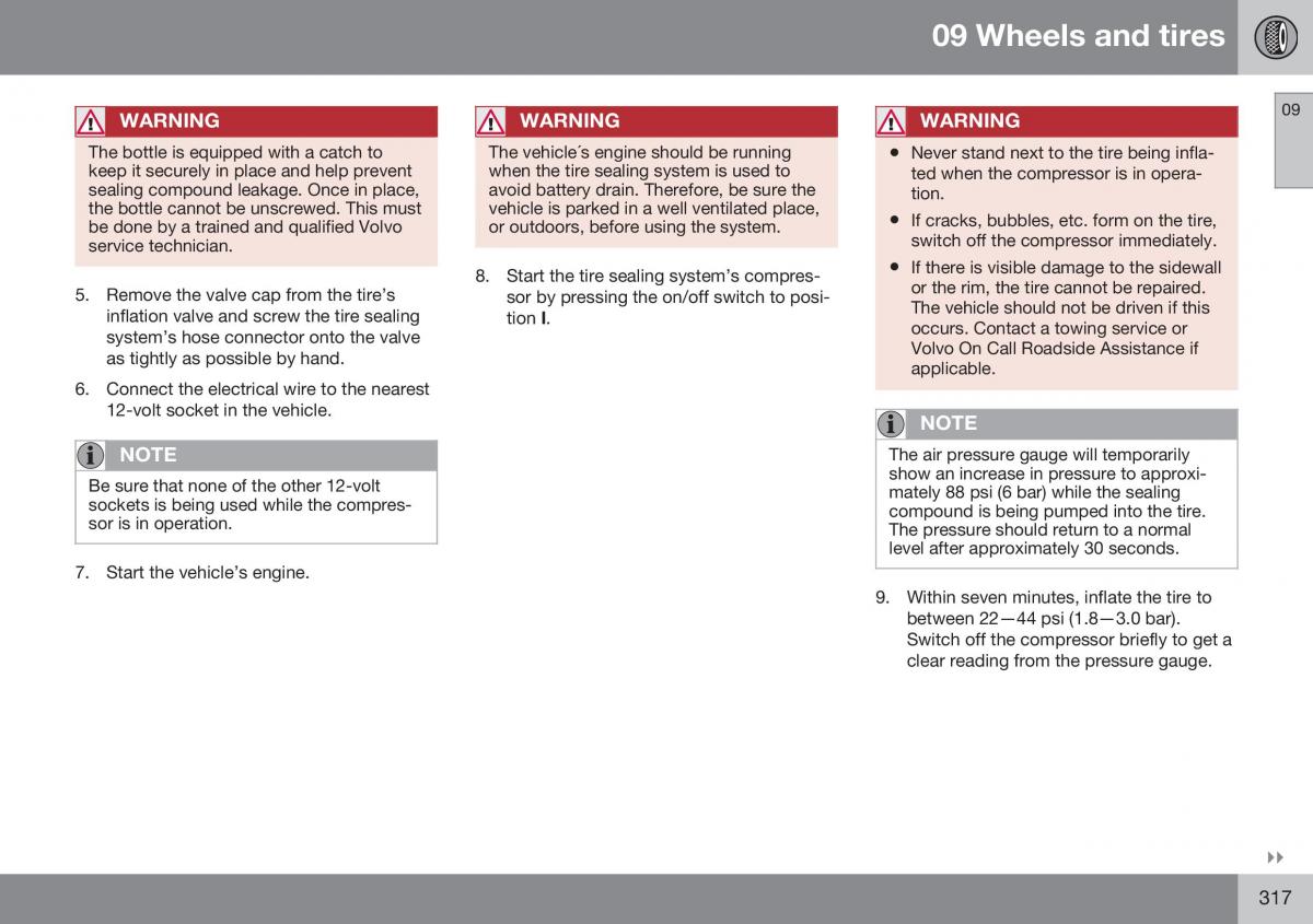 Volvo XC70 Cross Country II 2 owners manual / page 319