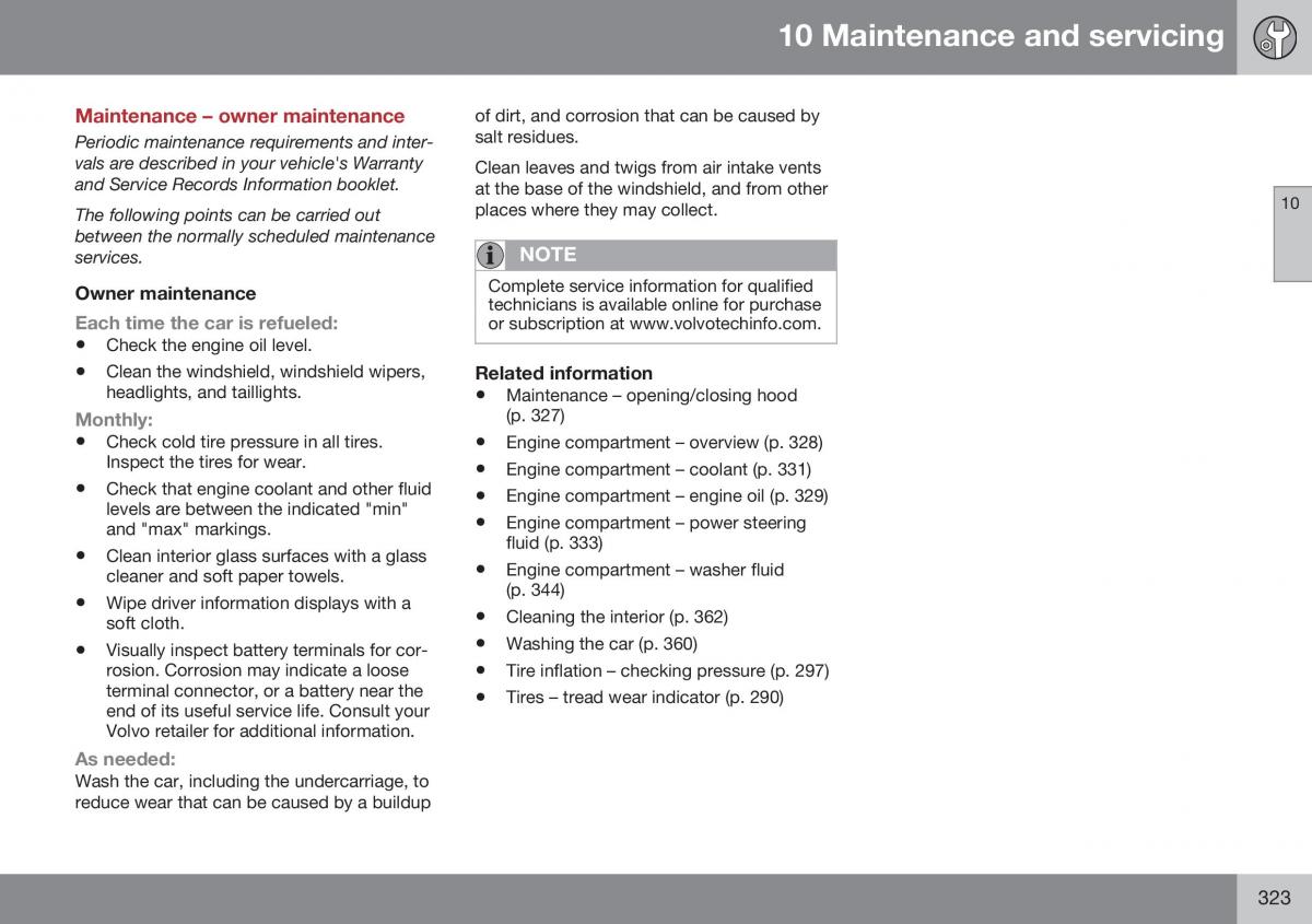 Volvo XC70 Cross Country II 2 owners manual / page 325