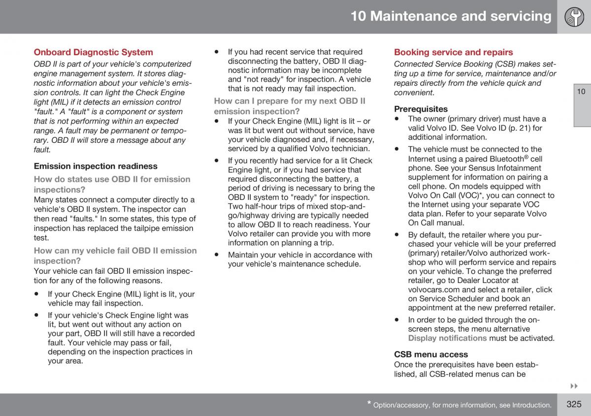 Volvo XC70 Cross Country II 2 owners manual / page 327